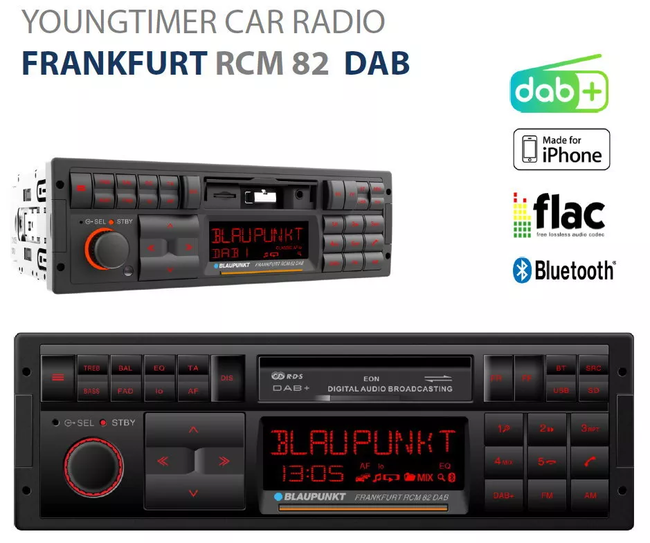 für Audi 200 C2 C3 Typ 44 Oldtimer Auto Radio DAB+ Bluetooth UKW USB SD SDHC - Bild 1 von 4