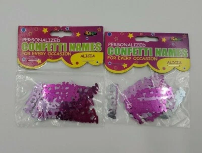 Confeti con nombre personalizado Alicia lámina rosa y plata 2 paquetes fiesta de cumpleaños Foto 1 de 4