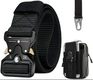 Bestkee Herren Taktischer Gürtel Schwerlastgürtel Militärgürtel, Geschenk mit Molle Beutel  - Bild 1 von 8