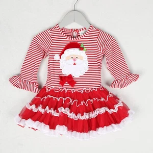 Rare Editions Christmas Dress Girl 18 months Red White Striped Santa Tutu Skirt - Picture 1 of 8