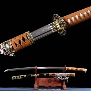 Espada japonesa afilada de batalla Tachi Samurai Katana T10 hoja templada de arcilla de acero - Imagen 1 de 14
