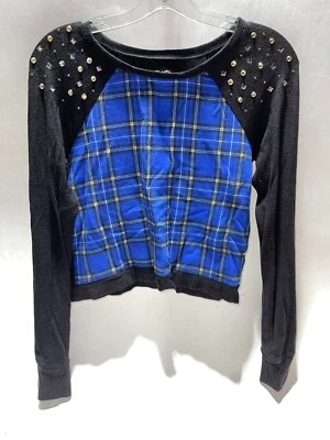 Justice девочки синий клетку верх со стразами размер 16 - Изображение 1 из 3