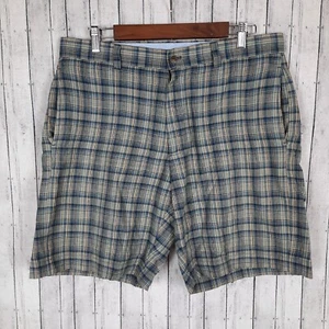 Pantalones cortos Brooks Brothers para hombre talla 35 azul a cuadros 100 % algodón frente plano  - Imagen 1 de 7