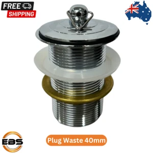40mm Solid Brass Chrome Bathroom Vanity Basin Bath Waste Drain & Metal Plug - Picture 1 of 3