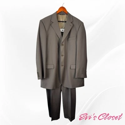Traje de Lana Zanetti Hombre Marrón Rayas Super 120 46 40 L Hecho en Italia Foto 1 de 4