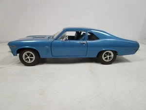 ERTL 1/18 AMERICAN MUSCLE BLUE 1969-70 CHEVY NOVA SS USED NICE BUT NOT PERFECT* - Picture 1 of 13