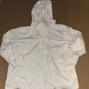 J.Crew Anorak Hood Windbreaker Size Med Vintage Oarman Tag Stone Quarter Zip - Picture 1 of 9