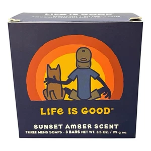 Life is Good Sonnenuntergang Bernstein Duft Herren Bad Dusche Seife 3 Riegel je 3,5 Unzen - Bild 1 von 6