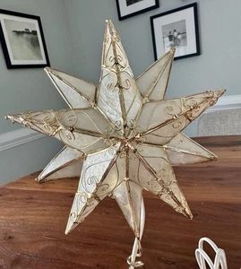 Belén eléctrico iluminado Capiz Shell estrella dorada árbol de Navidad 10,5" - Imagen 1 de 9