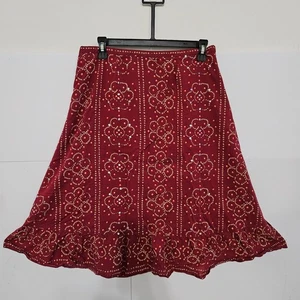 Route 66 Size 5/6 Rusty Red Squined Cotton Zippered Womens Polyester Lined Skirt - Picture 1 of 21