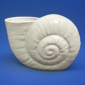 Jarrón jardinera de cerámica vintage MCM 60s Japón con forma de concha decoración costo plus - Imagen 1 de 14