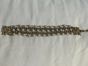 Bracciale Coro Finte Perle Sette Fili Firmato Vintage Donna Vintage Triplo Strato - Foto 1 di 6