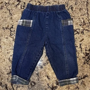 Pantalones a Cuadros Unisex Oshkosh Bgosh Años 90 De Colección 24M Denim A Cuadros Hechos en EE. UU. - Imagen 1 de 8