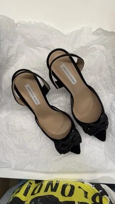 Saks Fifth Avenue Women’s Black Suede Kitten Heel With Bows - Image 1 of 4