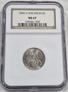 2005 D MS67 SMS BISON 5C Jefferson Nickel / Rotated Die Is NGC Placement Error - Picture 1 of 2