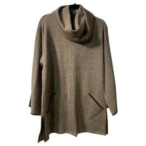 Soft Surroundings Women's Cowl Neck Tunic Size S Gray Pockets Lagenlook Slits - Picture 1 of 7