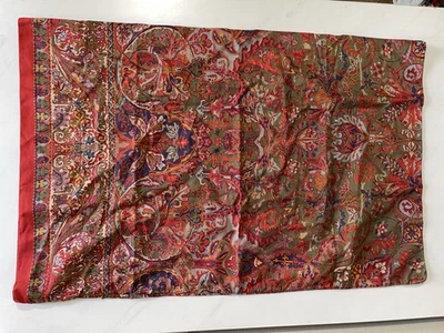 UNA Funda de Almohada Estándar Vintage Ralph Lauren Galahad Rojo Paisley Algodón Satén Foto 1 de 3