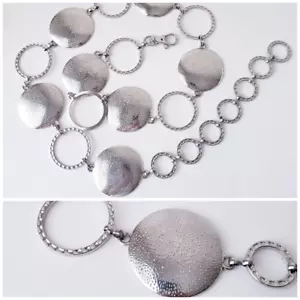 Cintura catena argento cerchio tondo metallo vintage Y2K fata capricciosa anni 90 medaglione boho - Foto 1 di 6