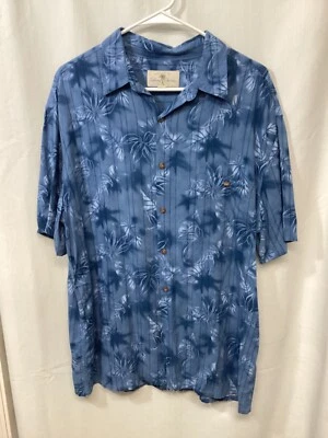 Camisa Island Shores Azul Floral Grande Manga Corta Rayón Estilo Isla B4 Foto 1 de 4