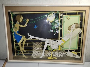 Philippe Henri Noyer Art Madam With Tiger Serigraph Signed Numbered 62/200 - Picture 1 of 16