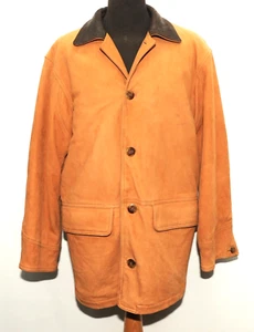 VINTAGE MEN GANT USA LEATHER FIELD HUNTING COAT JACKET TAN BROWN M 44 UK 1990'S - Picture 1 of 9