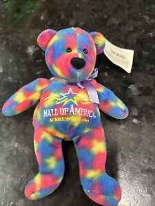 Vintage 1997 Mall Of America Groovy Bean Bag Bear Plush Toy Teddy Bear Tye Dye