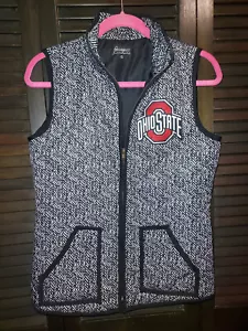 Women's Gameday Ohio State OSU Black White Puffer Quilted Vest Pockets Sz S - Picture 1 of 5