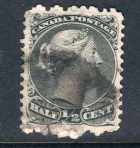 Canada Sc# 21 1/2c schwarz 1868-76 große Queen Heads sehr guter Zustand gebraucht - Bild 1 von 2