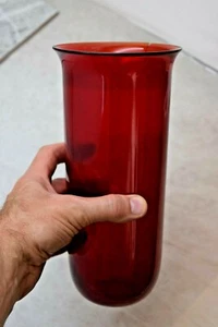 Antique Red Glass Globe for a Sanctuary Lamp, 9 1/2" ht. Real Red Glass! (CU497) - Picture 1 of 7