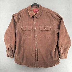 Covington Plaid Heavy Fleece Lined Corduroy Shacket Mens XL Brown Button Down - Picture 1 of 12
