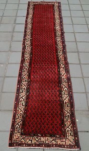 ALFOMBRA DECORATIVA KURDA ALFOMBRA ROJA RECTANGULAR LANA 30+ RUUNERS TEJIDOS A MANO 3X12 ft - Imagen 1 de 7