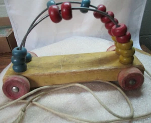 Holzspielzeug Tiny Tot Toy Jaymar Wheels Holzsockel Abakus farbige Scheiben - Bild 1 von 4