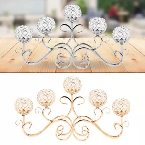 5-Arm Candlestick Crystal Candle Holder Candelabra Table Wedding Home Decor - Picture 1 of 24