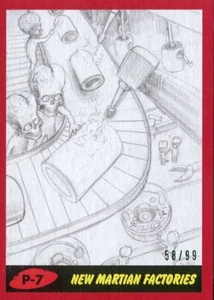 Mars Attacks The Revenge Red [99] Pencil Art Base Card P-7 New Martian Factories - Picture 1 of 1