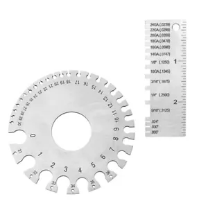 2PCS Round Wire Thickness Gage Electric Gauges Stainless Steel Metalworking - Picture 1 of 12