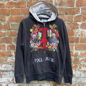 Palace Skateboards Hippy Salute Hoodie Medium Black Full Zip Embroidered Rare! - Picture 1 of 14