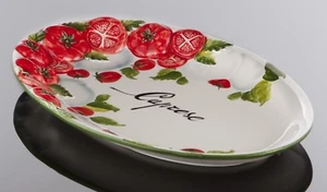 BASSANO ovale Tomaten Caprese Servierplatte 30x19 italienische Keramik NEU - Bild 1 von 1