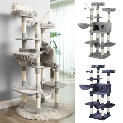 FEANDREA Kratzbaum Katzenkratzbaum XXL Kletterbaum Katzenbaum für Katzen Sisal grau