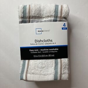 Mainstays Kitchen Dishcloths 4 Pack Cotton/Polyester 12in X 12in Multi Color