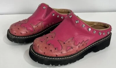 Roper Ostrich Leather Loafer Women's Fuchsia Pink Size 5 Rhinestones - Image 1 of 4