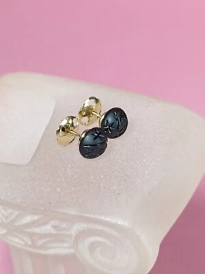 boucles d'oreilles anciennes Or 18 Carats Et Jais - Photo 1/3