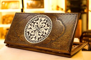 Backgammon Set Eternity, Wooden Board Game, Wood Armenian Nardi Handmade 30x30cm - Picture 1 of 11