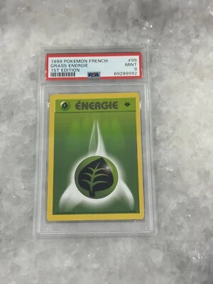 PSA 9 Grass Energie Mint French Base Set 1st Edition 1999 Pokémon - Image 1 of 2