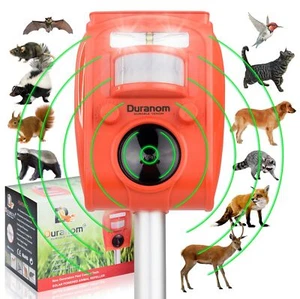 DURANOM Solar Ultrasonic Animal Cat Deer Repeller Outdoor Motion Sensor Activ... - Picture 1 of 9
