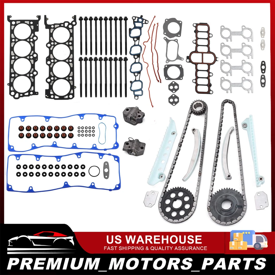 Timing Chain Kit Head Gasket Bolts Set for 02-10 Ford F150 Crown Victoria 4.6L Foto 1 de 4