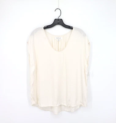 VELVET By Graham & Spencer Kali Satin Scoop Neck Top Ecru M $150 F17 - Image 1 of 4