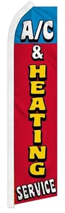A/C & Heating Service Advertising 2.5'x11.5' Super-Knit Poly Super Flag Banner - Picture 1 of 6