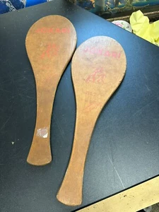 Vintage Jokaari Racquet Paddle Game Pair Wooden - Picture 1 of 6