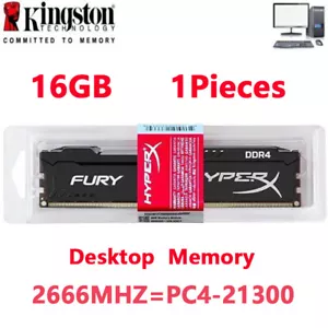HyperX FURY DDR4 16GB 2666 PC4-21300 Desktop RAM Memory DIMM 288pin 1.2V 1X16GB - Picture 1 of 13