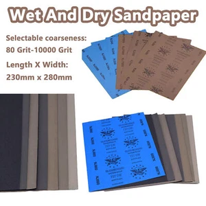80-10000 Grit Abrasive Sanding Paper Sheets 230mmx280mm Wet And Dry Sandpaper - Picture 1 of 4
